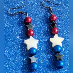 Handmade Red, White, and Blue Patriotic Earrings